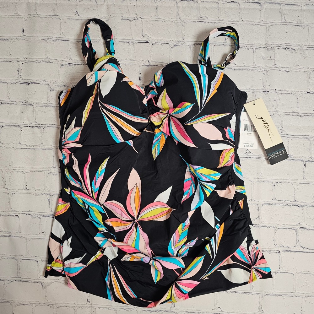 Profile by Gottex Womens 18W Tankini Top Paparazzi Flyaway NEW Multicolor